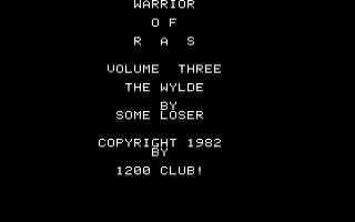 Warrior of Ras Vol. 3 - The Wylde Title Screen